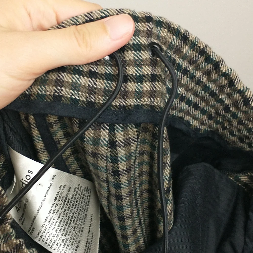 Acne Studios Wool Trousers Mens 44 XS Plaid Brown Black Check Tweed